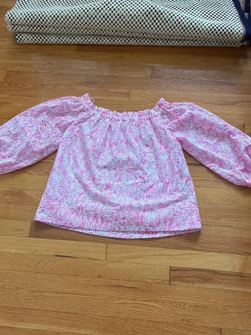 Lilly Pulitzer Pink Eyelet Off-Shoulder Blouse